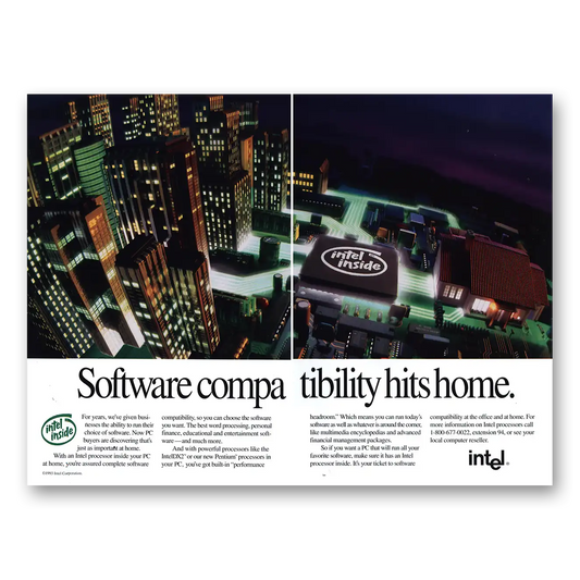 1993 Intel Software Compatability Hits Home Vintage Magazine Print Ad