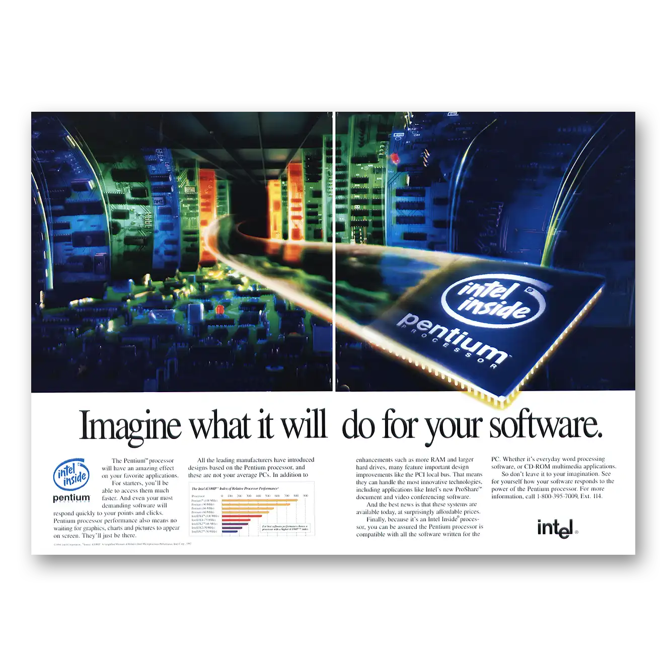 1993 Intel Imagine What It Will Do Vintage Magazine Print Ad