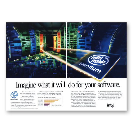 1993 Intel Imagine What It Will Do Vintage Magazine Print Ad