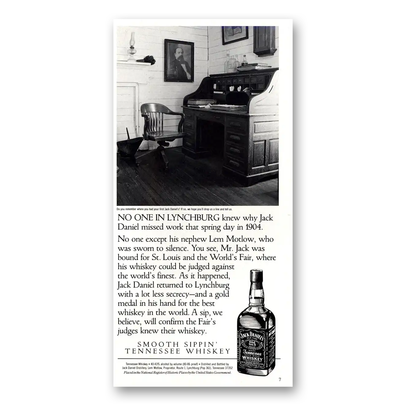 1993 Jack Daniels No One In Lynchburg Vintage Magazine Print Ad