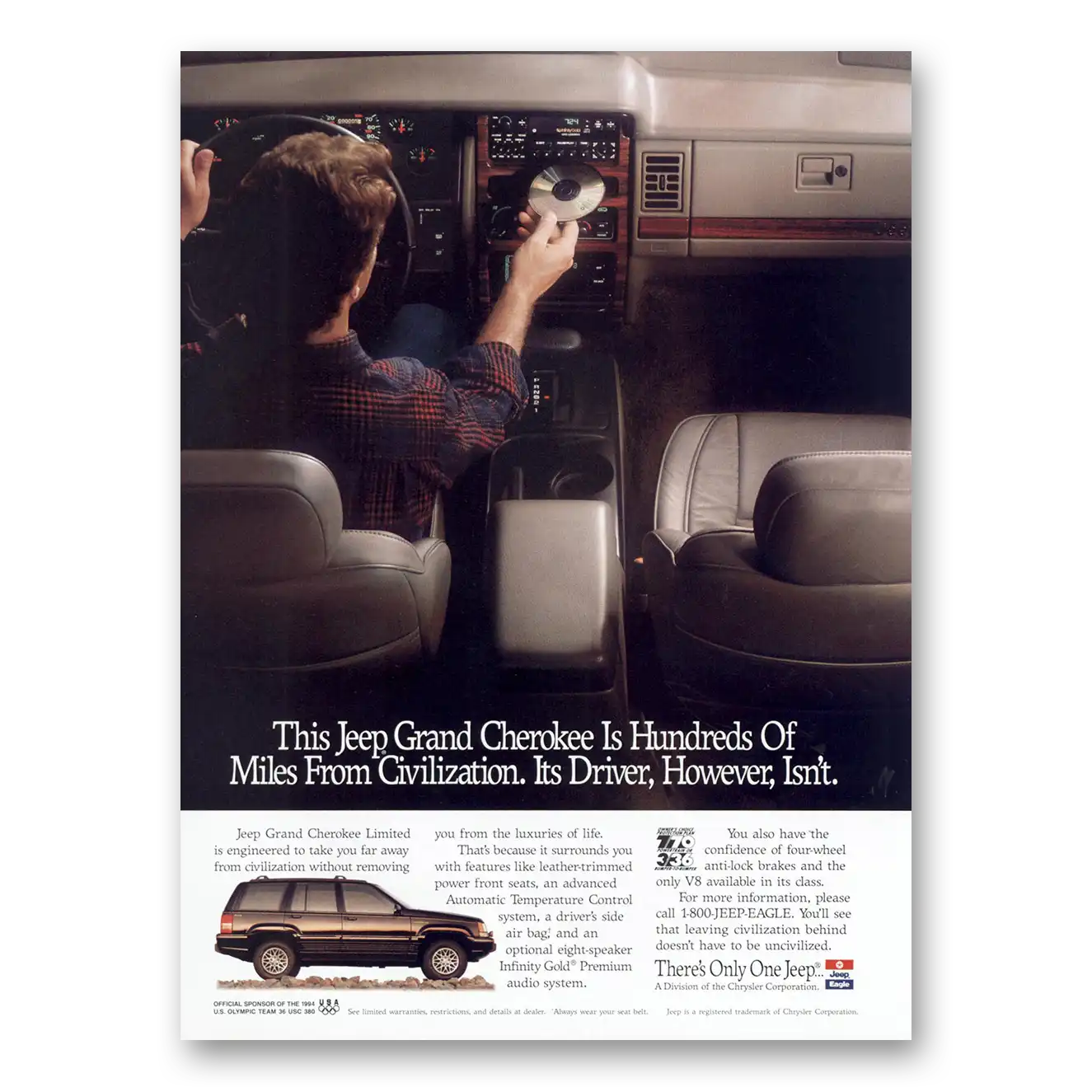 1993 Jeep Grand Cherokee Hundreds of Miles from Civilization Vintage Magazine Print Ad