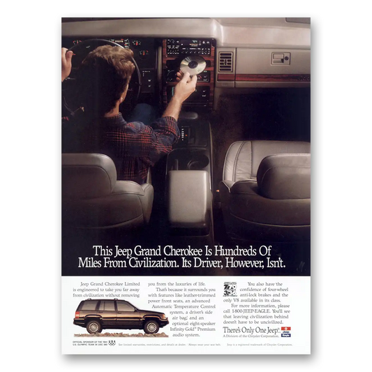 1993 Jeep Grand Cherokee Hundreds of Miles from Civilization Vintage Magazine Print Ad