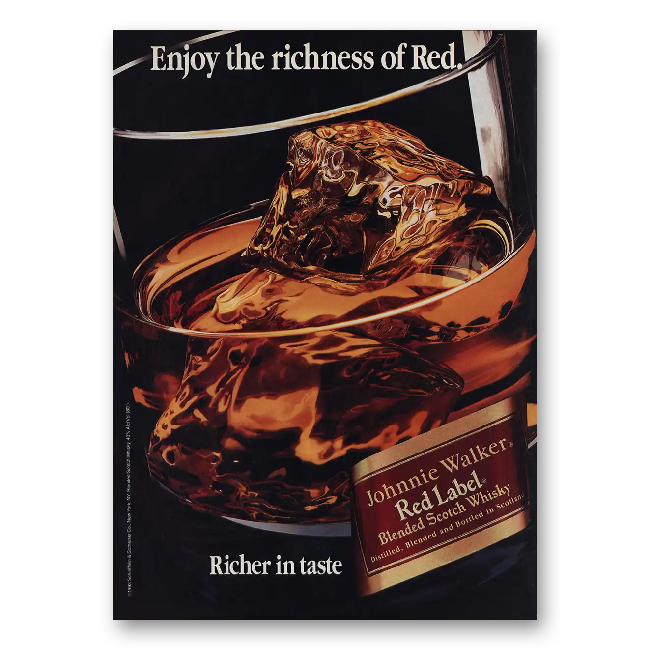 1993 Johnnie Walker Red Label Enjoy the Richness of Red Vintage Magazine Print Ad