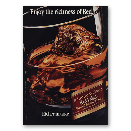 1993 Johnnie Walker Red Label Enjoy the Richness of Red Vintage Magazine Print Ad