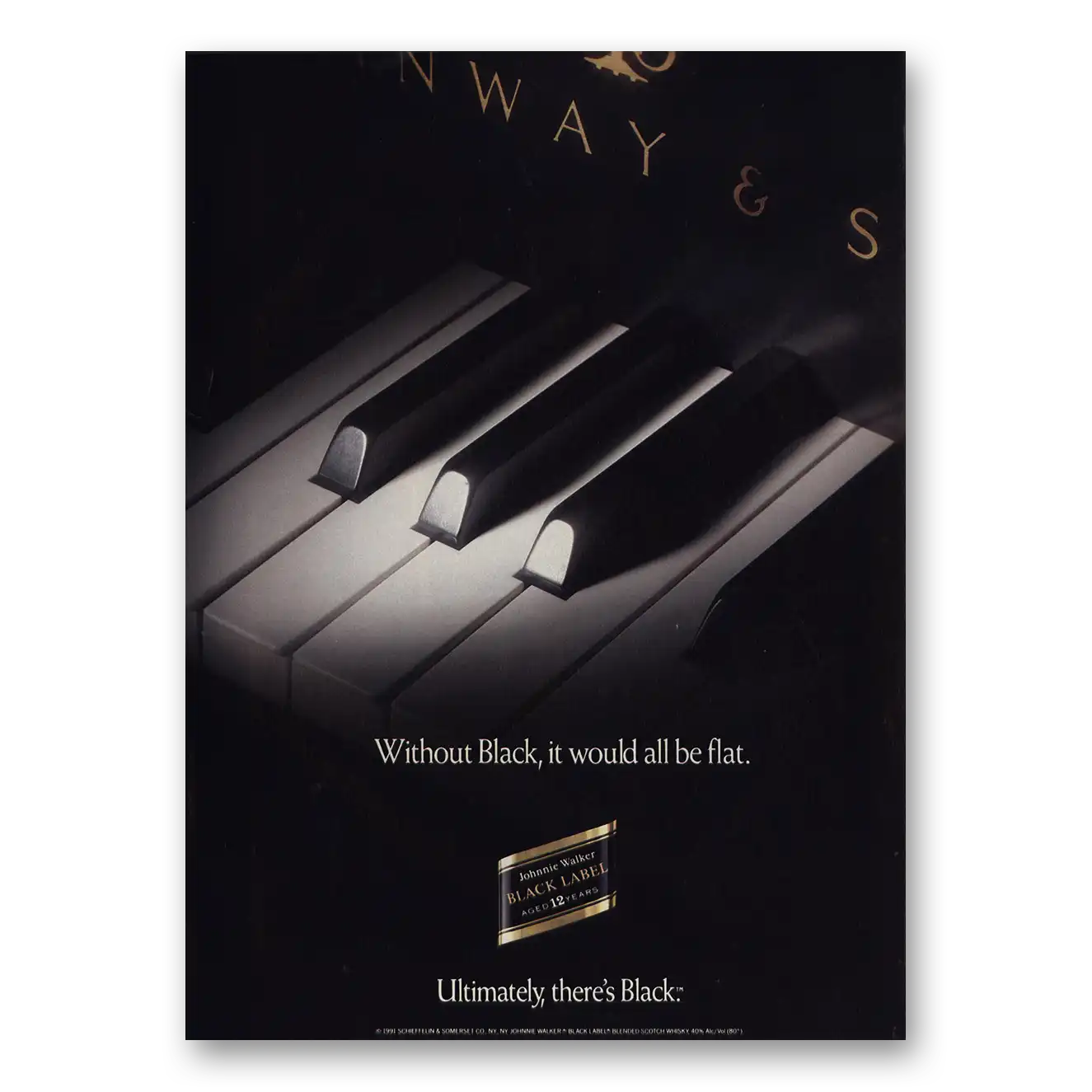 1993 Johnnie Walker Black Label Without Black It Would All Be Flat Vintage Magazine Print Ad