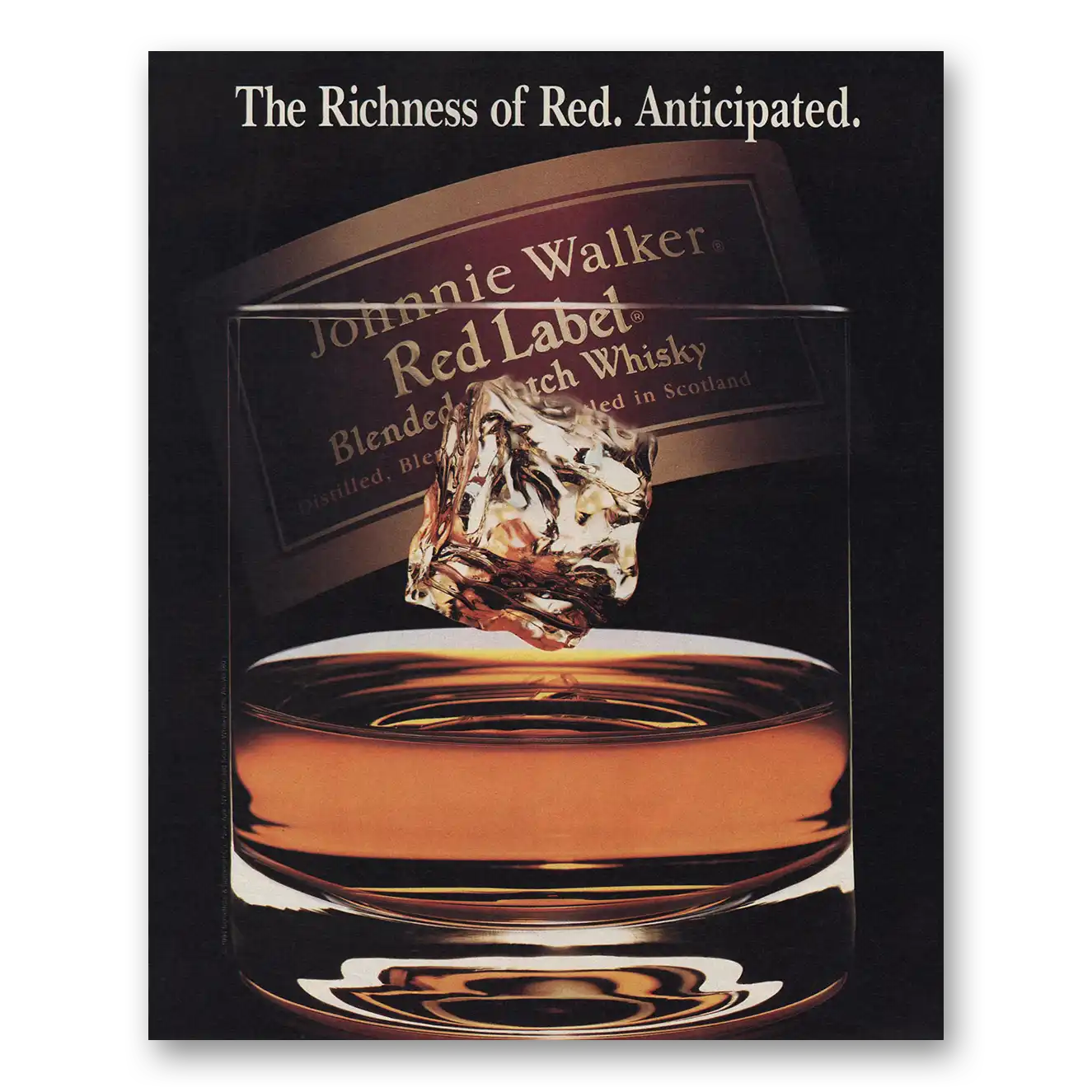 1993 Johnnie Walker Red Label Richness of Red Anticipated Vintage Magazine Print Ad