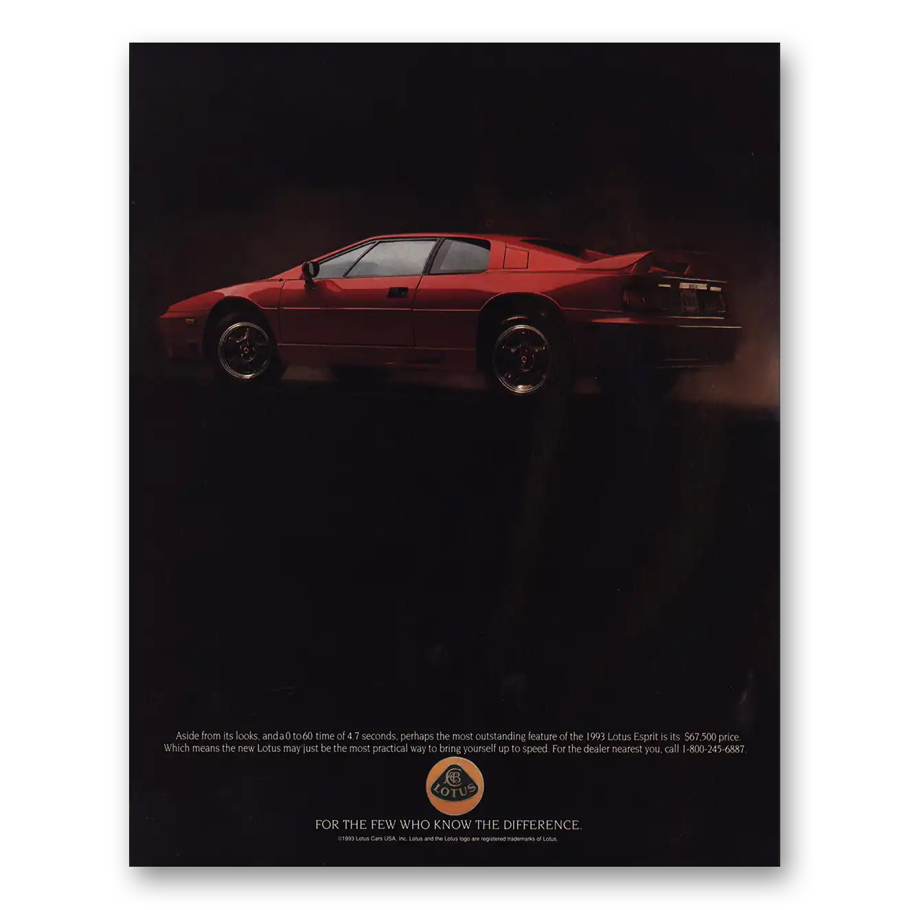 1993 Lotus Cars Esprit Aside From Its Looks Vintage Magazine Print Ad