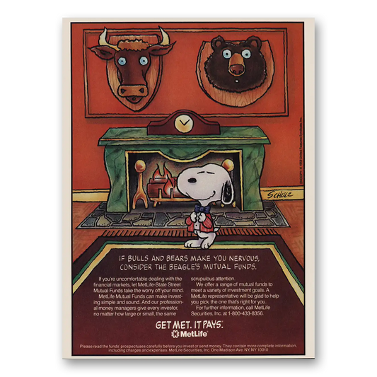 1993 MetLife Bulls and Bears Make You Nervous Vintage Magazine Print Ad