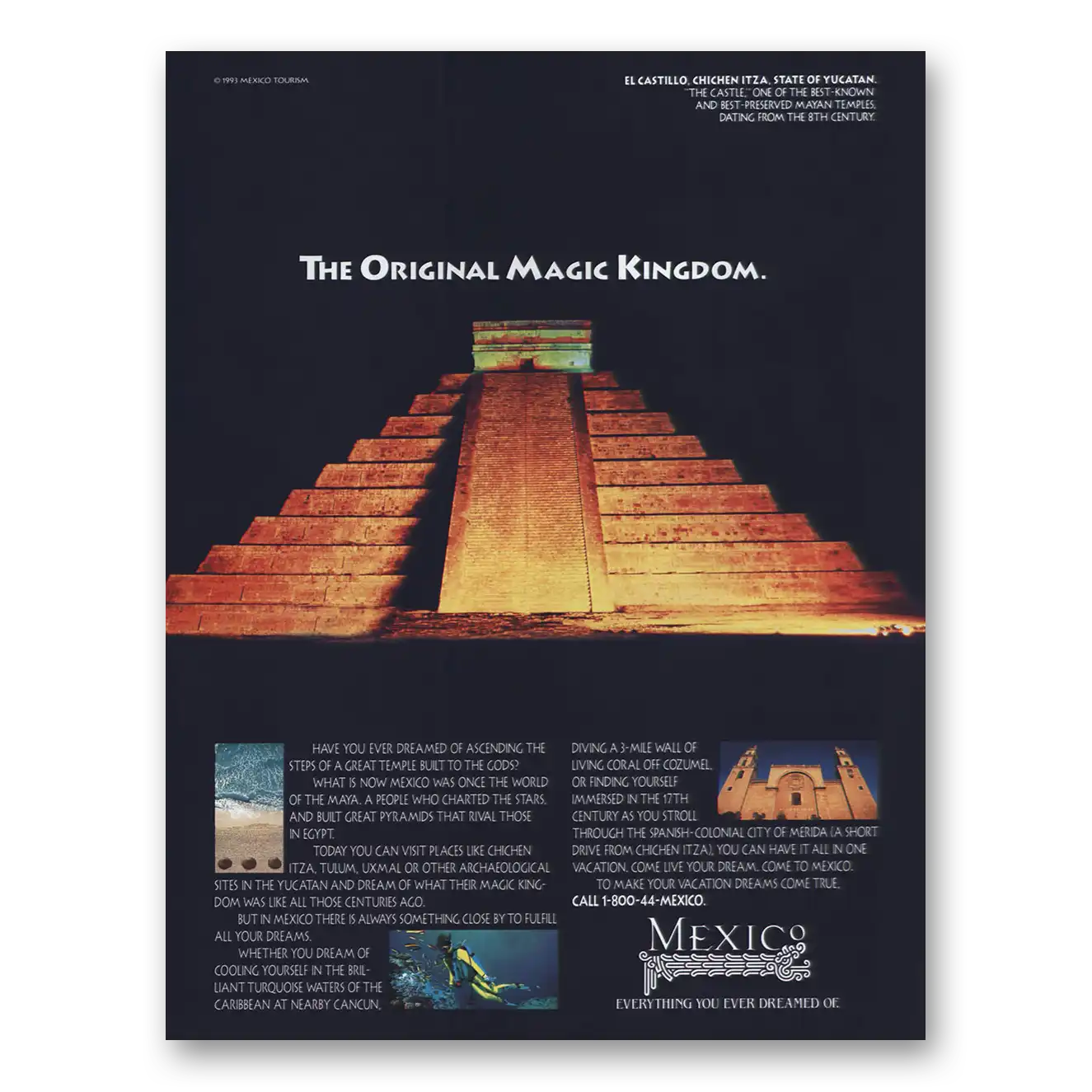 1993 Mexico Original Magic Kingdom Vintage Magazine Print Ad