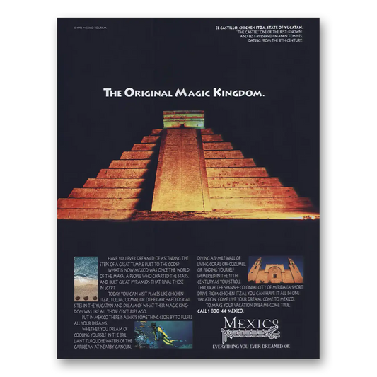 1993 Mexico Original Magic Kingdom Vintage Magazine Print Ad