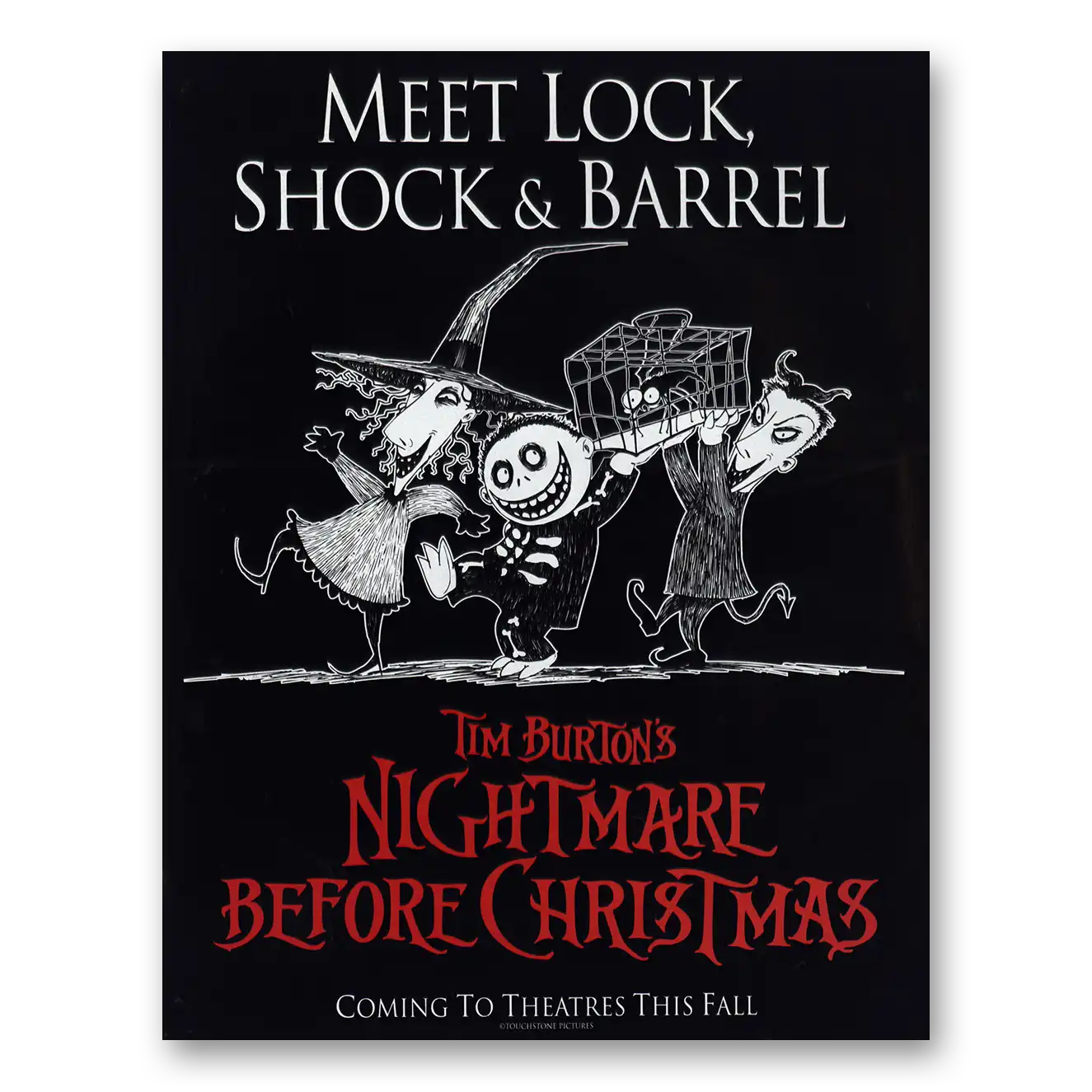 1993 Nightmare Before Christmas Promo Lock Shock Barrel Vintage Magazine Print Ad