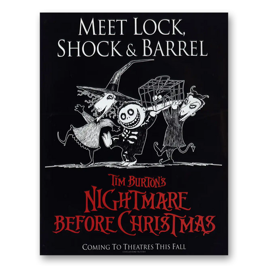 1993 Nightmare Before Christmas Promo Lock Shock Barrel Vintage Magazine Print Ad