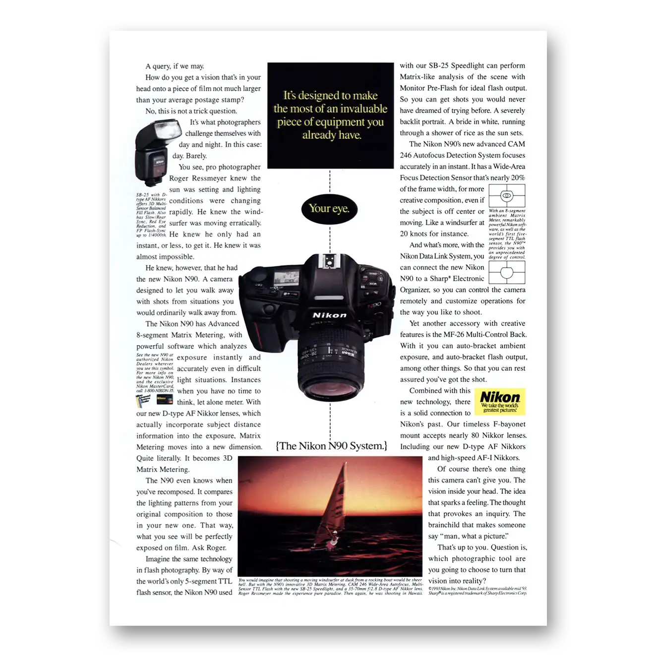 1993 Nikon Camera Invaluable Piece of Equipment Your Eye Vintage Magazine Print Ad