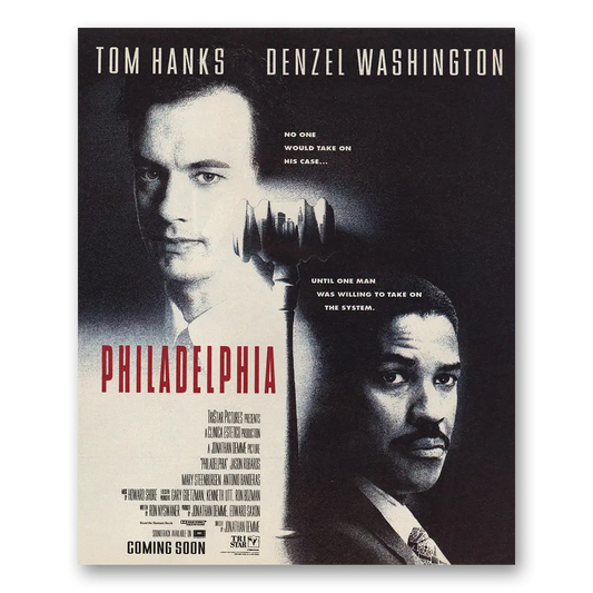 1993 Philadelphia Movie Promo Tom Hanks and Denzel Washington Vintage Magazine Print Ad