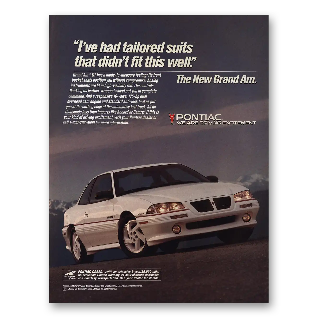 1993 Pontiac Grand Am Tailored Suits Didn’t Fit This Well Vintage Magazine Print Ad