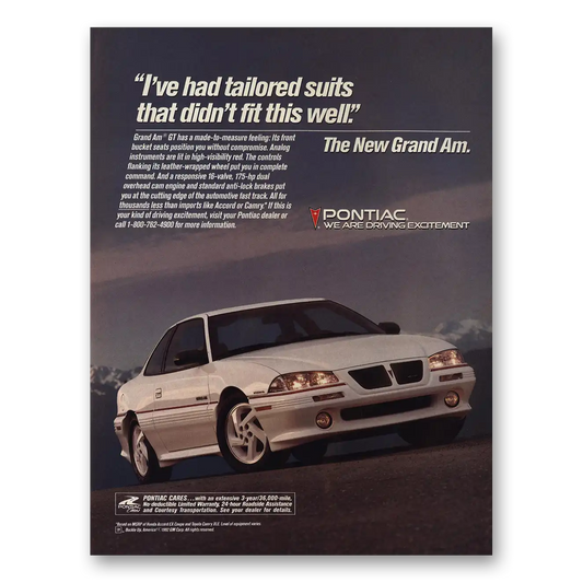 1993 Pontiac Grand Am Tailored Suits Didn’t Fit This Well Vintage Magazine Print Ad