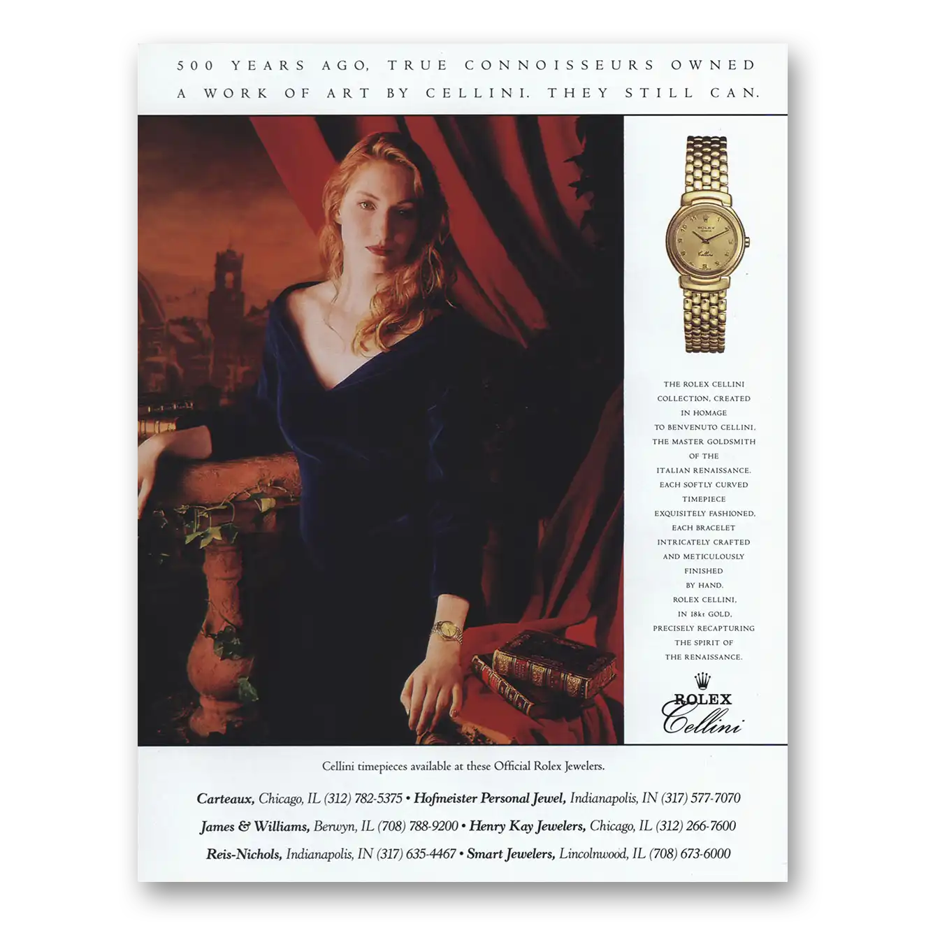 1993 Rolex 500 Years Ago True Connoisseurs Owned Vintage Magazine Print Ad