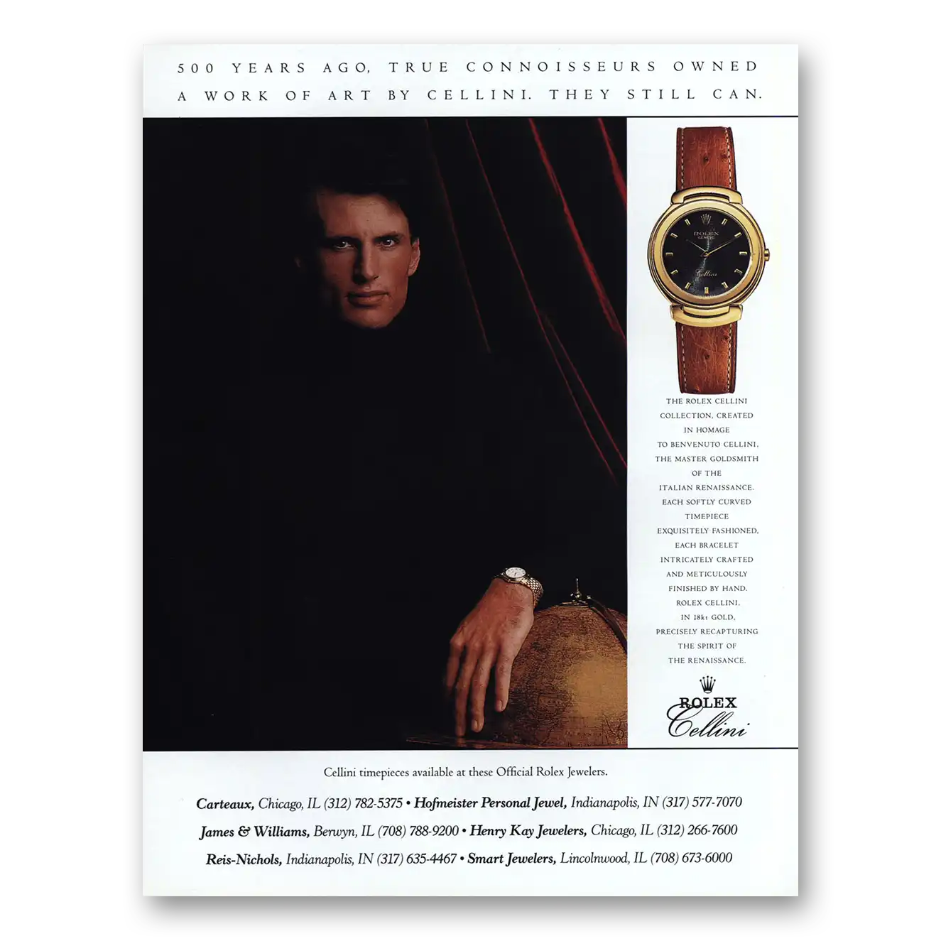 1993 Rolex 500 Years Ago True Connoisseurs Owned Vintage Magazine Print Ad