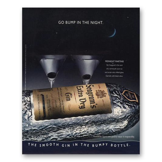 1993 Seagrams Extra Dry Gin Go Bump In the Night Vintage Magazine Print Ad