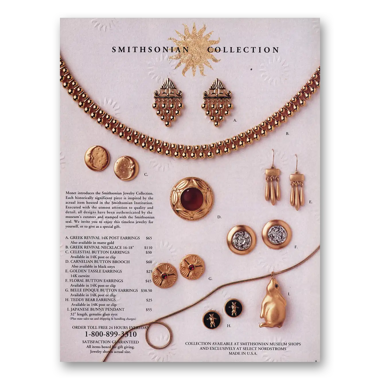 1993 Smithsonian Collection Jewelry Vintage Magazine Print Ad