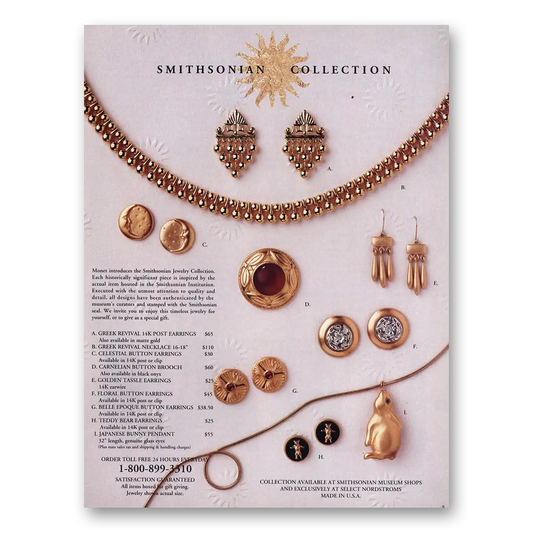 1993 Smithsonian Collection Jewelry Vintage Magazine Print Ad