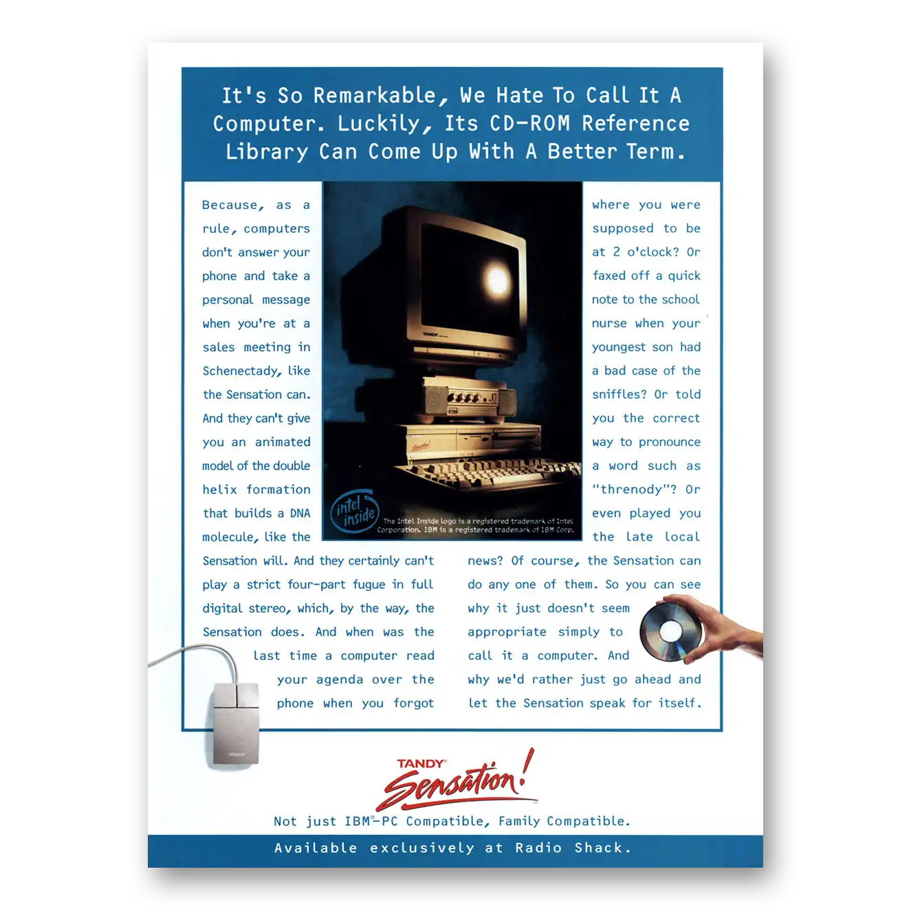 1993 Tandy Computer CD Reference Library Vintage Magazine Print Ad