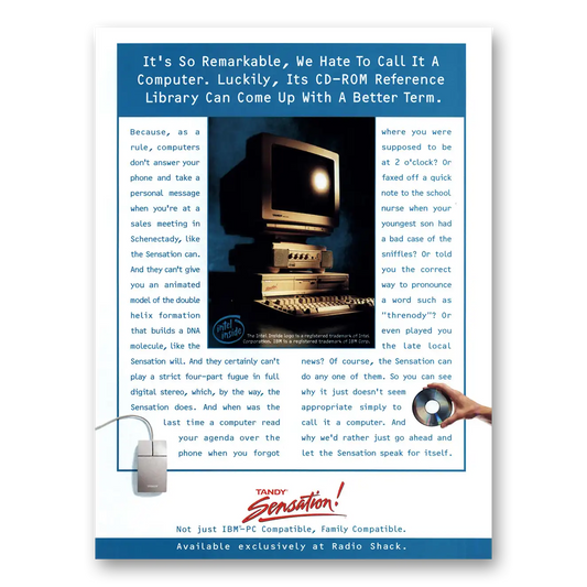 1993 Tandy Computer CD Reference Library Vintage Magazine Print Ad