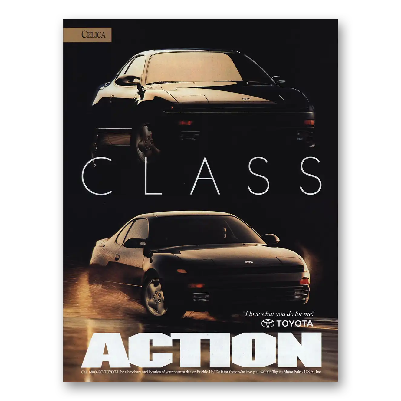 1992 Toyota Celica Class Action Vintage Magazine Print Ad