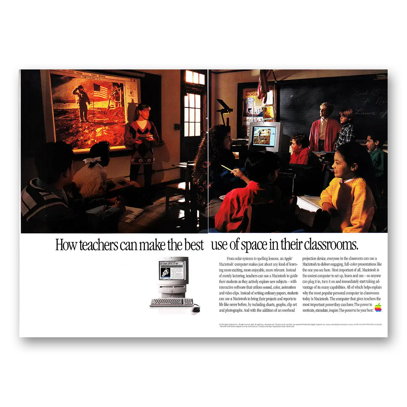 1994 Apple Macintosh Computer How Teachers Can Make the Best Use of Space Vintage Magazine Print Ad