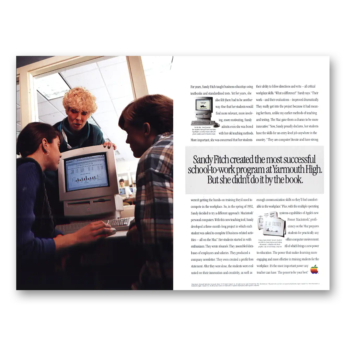1994 Apple Computer Sandy Fitch Yarmouth High Vintage Magazine Print Ad