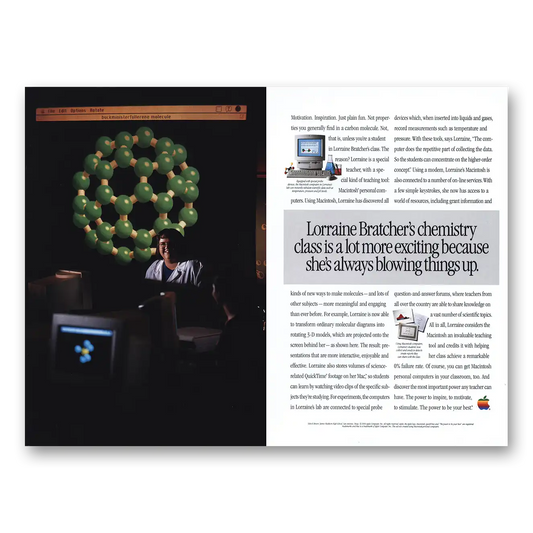 1994 Apple Computer Lorraine Bratchers Chemistry Class Vintage Magazine Print Ad