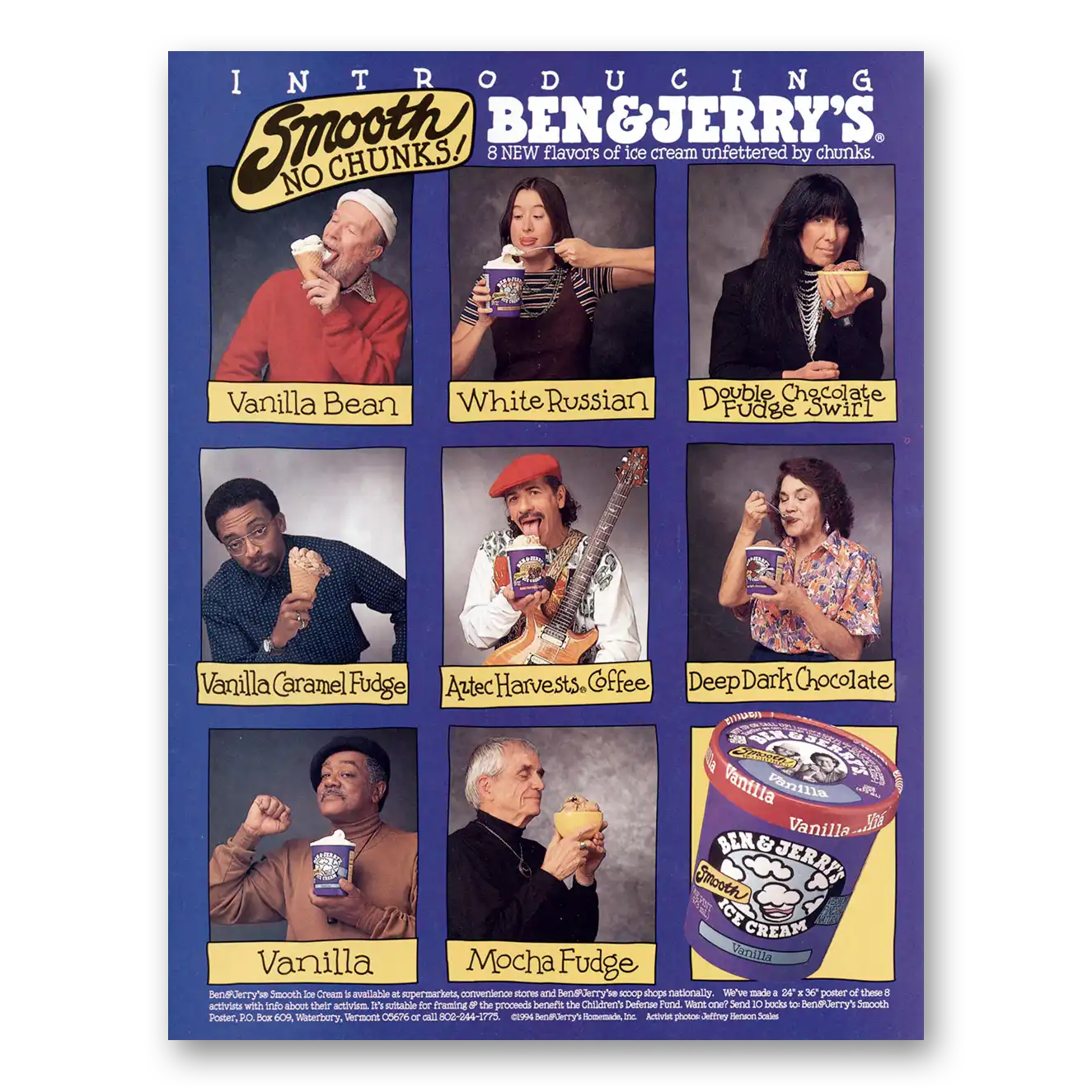 1994 Ben & Jerrys Ice Cream Smooth No Chunks Vintage Magazine Print Ad