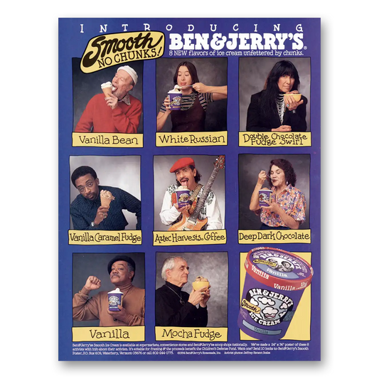 1994 Ben & Jerrys Ice Cream Smooth No Chunks Vintage Magazine Print Ad