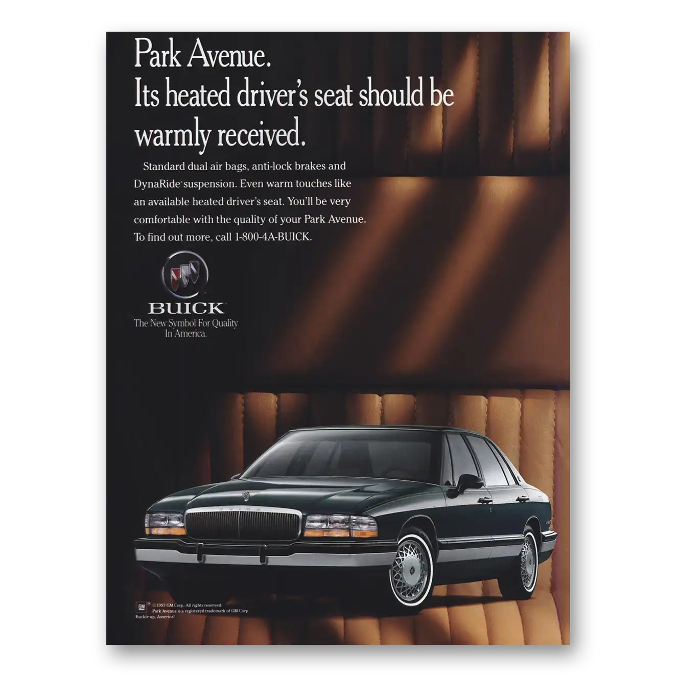 1993 Buick Park Avenue Heated Drivers Seat Should Be Warmly Received Vintage Magazine Print Ad