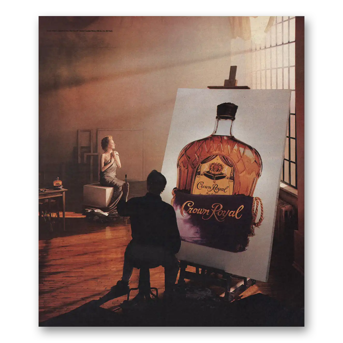 1994 Crown Royal Artist Painting Model Bottle Vintage Magazine Print Ad