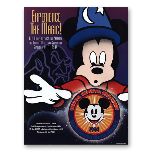 1994 Walt Disney World Experience the Magic Vintage Magazine Print Ad