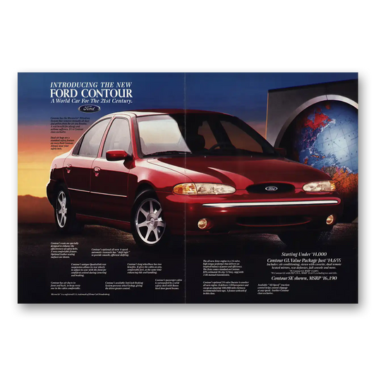 1994 Ford Contour Contour World Car for the 21st Century Vintage Magazine Print Ad