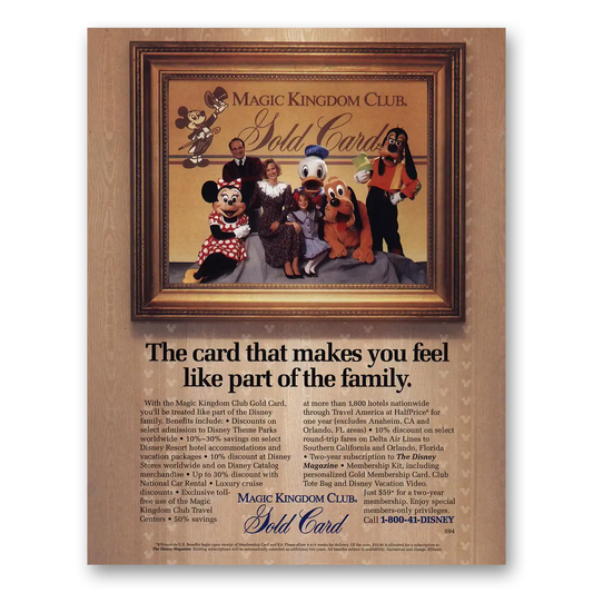 1994 Magic Kingdom Club Gold Card Vintage Magazine Print Ad