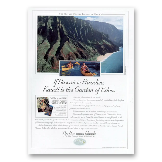 1994 Hawaii Kauai Is the Garden of Eden Vintage Magazine Print Ad