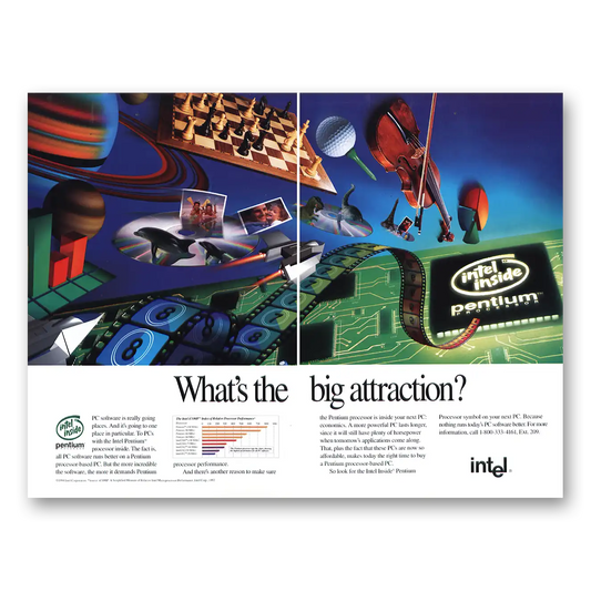 1994 Intel Big Attraction Vintage Magazine Print Ad