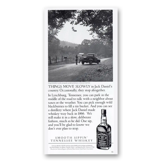 1994 Jack Daniels Things Move Slowly Vintage Magazine Print Ad