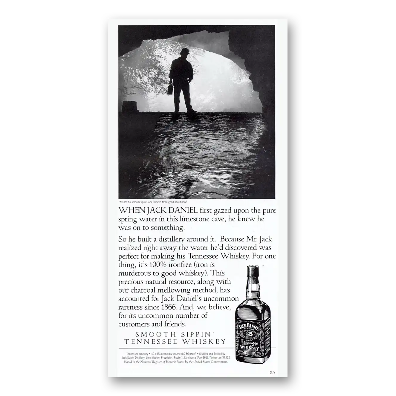 1994 Jack Daniels First Gazed Upon the Pure Spring Water Vintage Magazine Print Ad