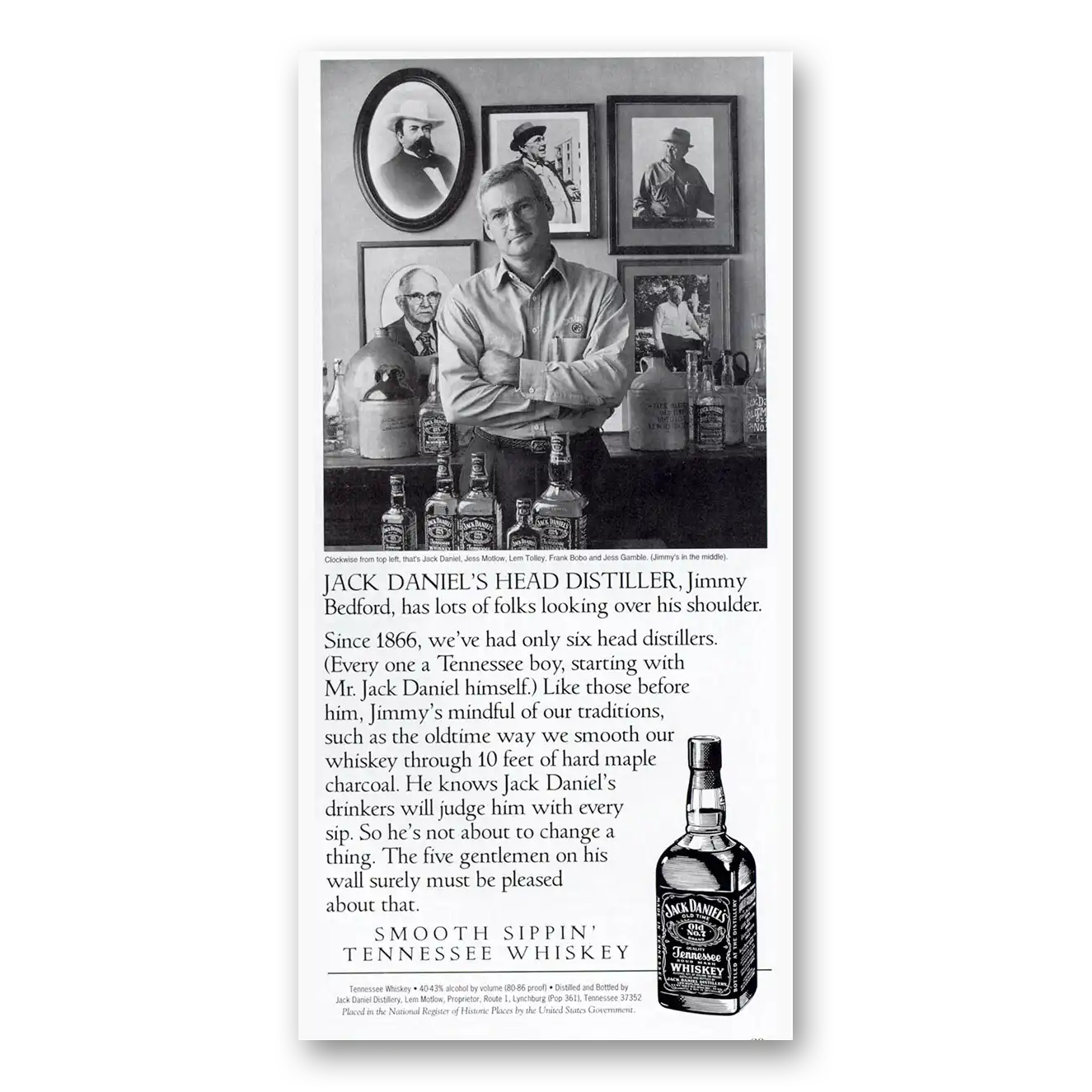 1994 Jack Daniels Head Distiller Jimmy Bedford Vintage Magazine Print Ad