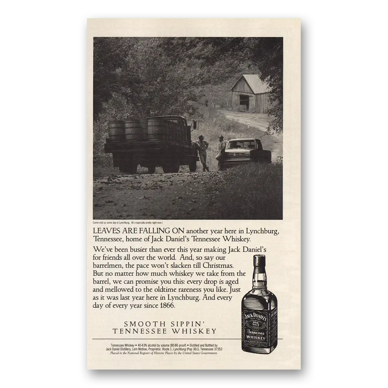 1994 Jack Daniels Leaves Are Falling Vintage Magazine Print Ad