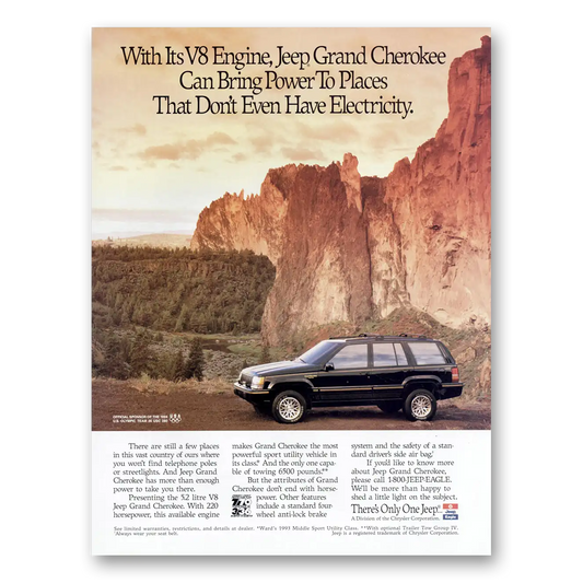 1994 Jeep Grand Cherokee Power to Places That Don't Even Have Electricity Vintage Magazine Print Ad