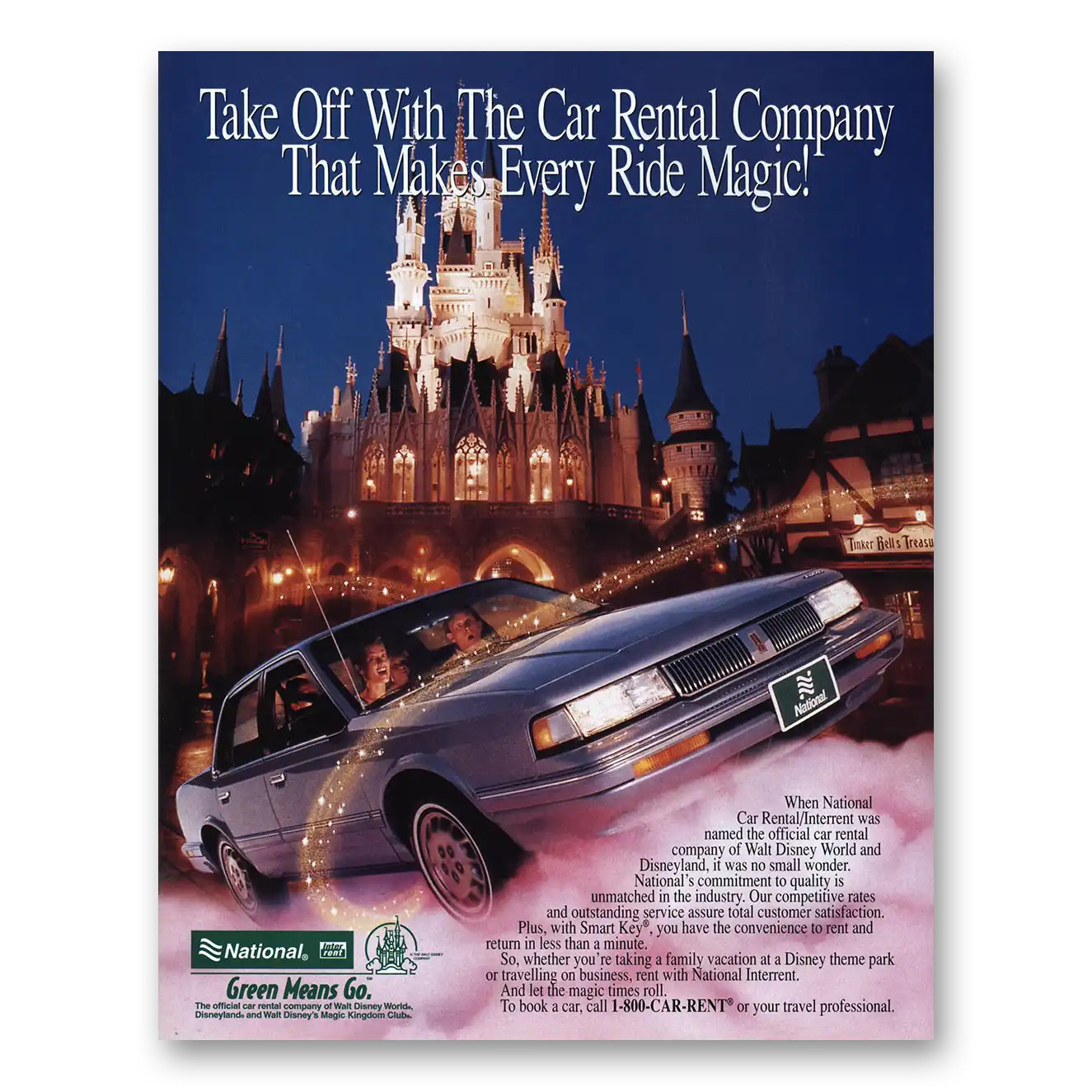 1994 National Car Rental Disney Every Ride Magic Vintage Magazine Print Ad