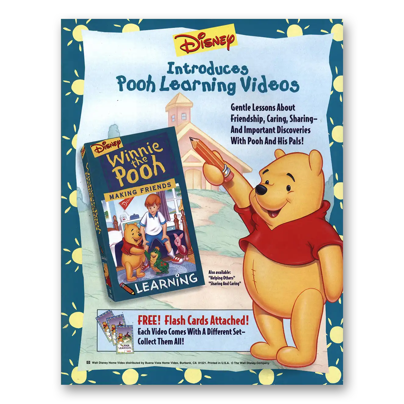 1994 Walt Disney Home Video Pooh Learning Video Promotion Vintage Magazine Print Ad