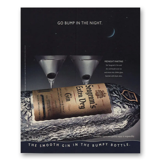 1994 Seagrams Extra Dry Gin Go Bump In the Night Vintage Magazine Print Ad