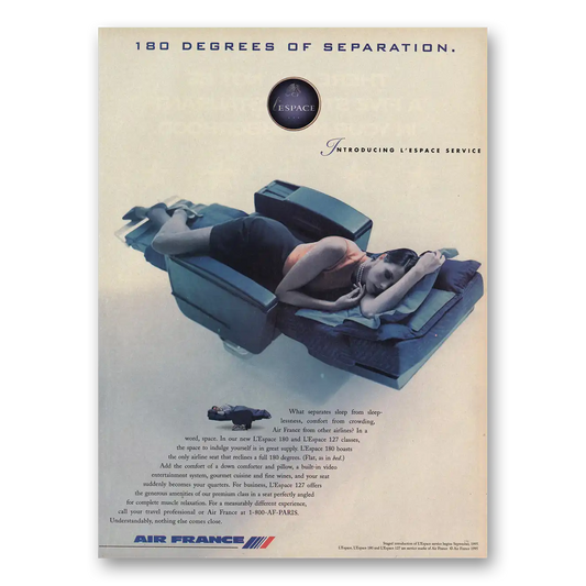 1995 Air France 180 Degrees Separation L'Espace Vintage Magazine Print Ad