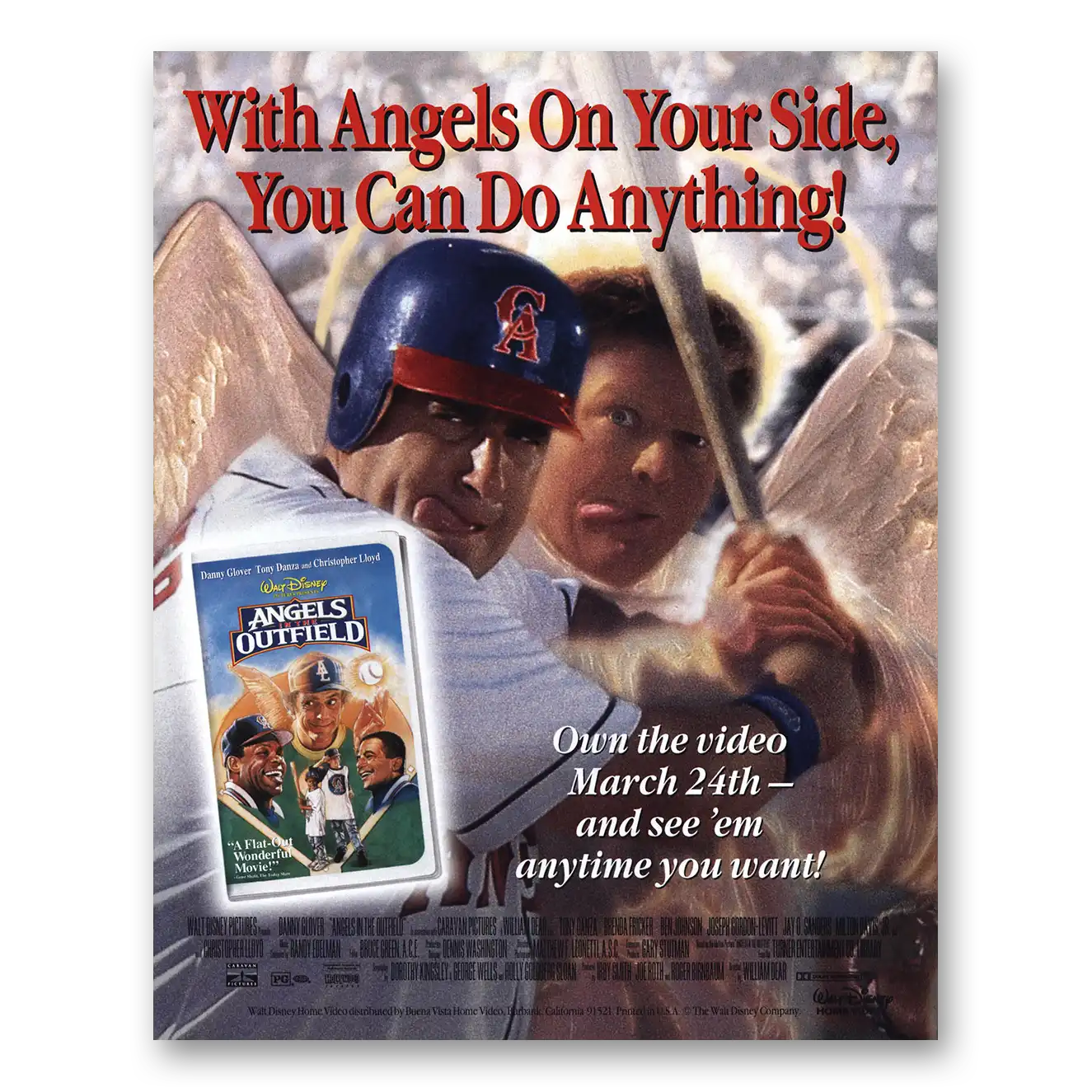 1995 Angels In the Outfield Promo Video Promo Vintage Magazine Print Ad